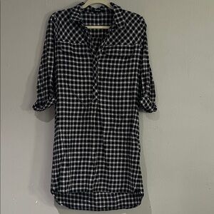 Madewell altitude flannel Black and White Plaid Shirt Dress sz Small